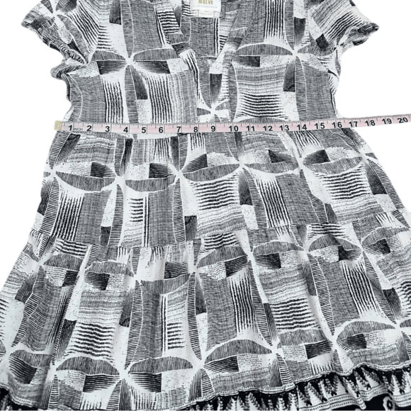 Maeve by Anthropologie Women S Dress Black White Geometric Print Modest Boho - Picture 6 of 11